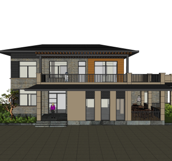 欧式私人别墅外观草图大师模型，SU模型免费下载