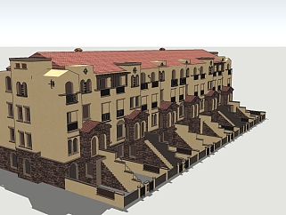 欧式多层公寓<em>楼</em>草图大师模型，公寓sketchup模型