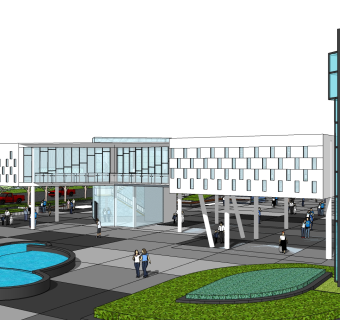 现代售楼处建筑方案草图大师模型，售楼部建筑sketchup模型免费下载