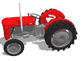 现代乡村拖拉机su模型，拖拉机skp模型下载