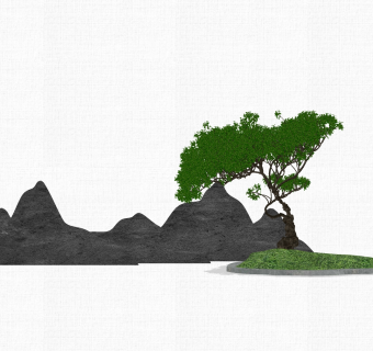 中式枯山水草图大师模型，造型石sketchup模型免费下载