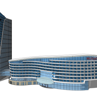 现代酒店草图大师模型下载、现代酒店su模型下载