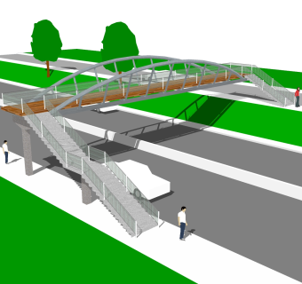 现代人行天桥草图大师模型，人行天桥sketchup模型免费下载