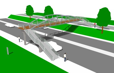 现代人行天桥草图大师模型，人行天桥sketchup模型免费下载