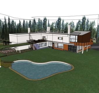 新中式风格别墅草图大师模型，别墅skp模型下载