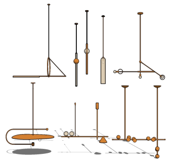 现代金属吊灯组合su模型，吊灯草图大师模型下载