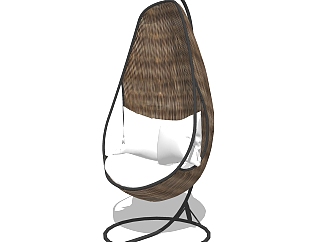 现代时尚藤编吊椅sketchup模型，吊椅草图大师模型下载