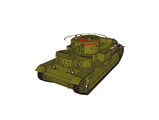 <em>苏联</em>T-28中型坦克草图大师模型，sketchup模型