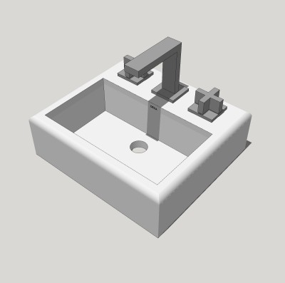 现代洗手台盆草图大师模型，台盆su模型下载