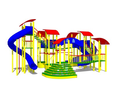 现代滑梯su模型，滑梯草图大师模型下载