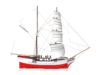 欧式帆船草图大师，SU模型免费下载