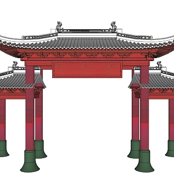 中式古朴<em>牌坊</em>草图大师模型下载、古朴<em>牌坊su模型</em>下载