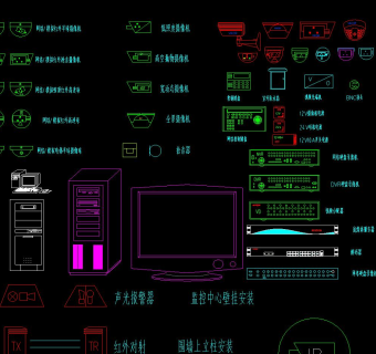 智能弱电安防监控图块施工图CAD图纸