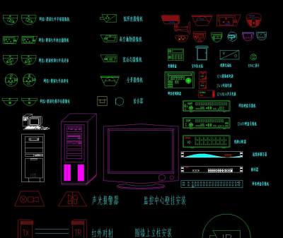 智能弱电安防监控图块施工图CAD图纸