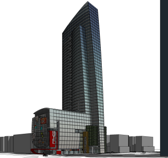 现代高层办公楼草图大师模型，高层办公楼sketchup模型免费下载