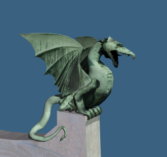 欧式恶龙雕塑su模型,摆件草图大师模型下载