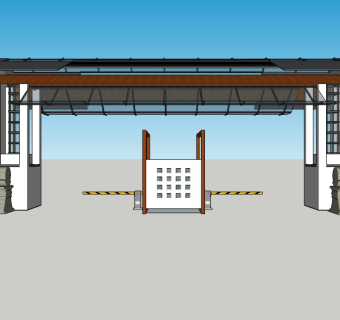 新中式入口大门su模型下载，sketchup入口大门skp模型