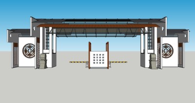 新中式入口大门su模型下载，sketchup入口大门skp模型