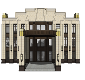 欧式售楼处建筑方案草图大师模型，建筑构件sketchup模型免费下载
