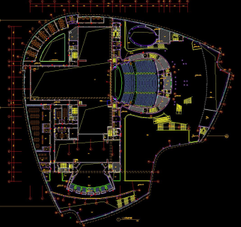 吉林37000人民剧院装修设计工程施工图，人民剧院cad设计图纸下载