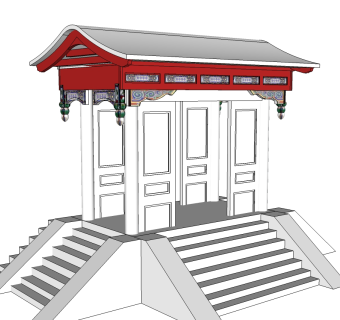 中式垂花门草图大师模型下载，垂花门su模型下载