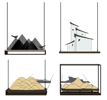 新中式意境禅意吊灯su模型，吊灯sketchup模型下载