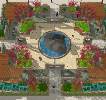 欧式公园景观草图大师模型，公园sketchup模型下载