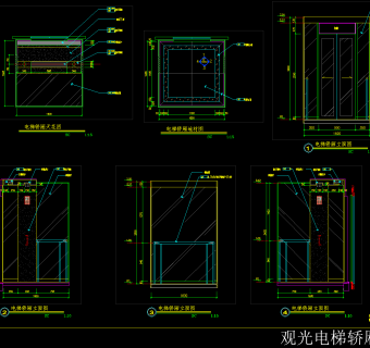 观光电梯轿厢详图，观光电梯轿厢CAD施工图下载