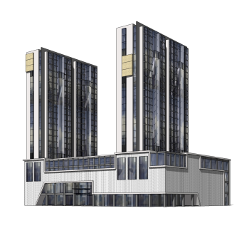 现代办公楼草图大师模型，办公楼sketchup模型免费下载