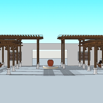 <em>现代</em>景观<em>廊架</em>草图大师模型，景观<em>廊架</em>sketchup模型下载