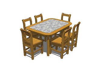 <em>现代餐桌椅</em>免费su模型，餐桌椅skp模型下载