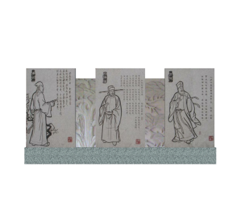 中式景观墙草图大师模型，景观墙sketchup模型下载