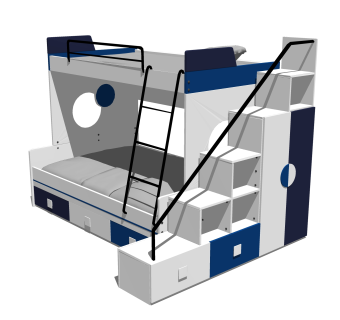 儿童高低床铺草图大师模型，儿童床SU模型下载