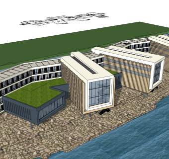 现代办公楼草图大师模型，办公楼sketchup模型免费下载