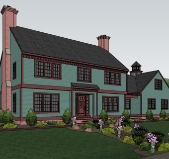 欧式独栋别墅su模型免费下载，sketchup别墅草图大师模型