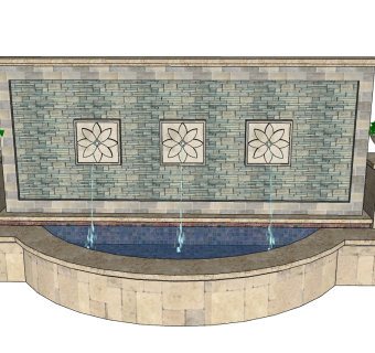 欧式景观墙sketchup模型下载，景观墙草图大师模型
