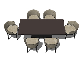 <em>北欧桌椅</em>组合草图大师模型，桌椅组合skp模型下载