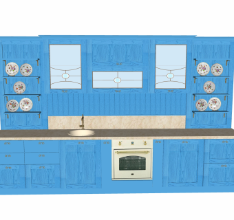 现代厨房柜免费su模型，厨房柜sketchup模型下载