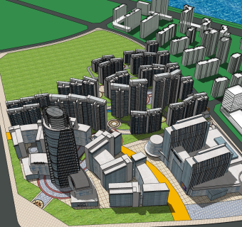 现代高层办公楼草图大师模型，高层办公楼sketchup模型免费下载