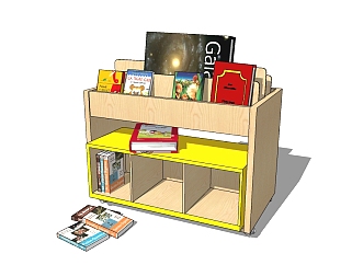 现代儿童书柜草图大师模型下载，儿童书柜sketchup模型