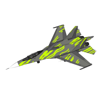 现代苏联SU-27侧卫重型战斗机草图大师模型，重型战斗机su模型下载