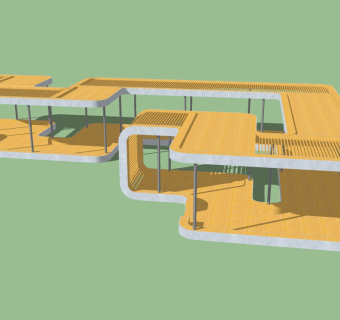 现代风格廊架草图大师模型，廊架su模型下载