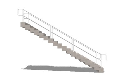 现代钢结构单跑楼梯草图大师模型，钢结构单跑楼梯sketchup模型免费下载