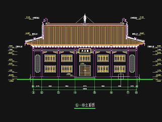 洗心禅寺CAD施工图，寺庙CAD建筑图纸下载