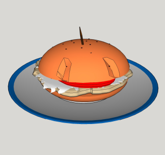 汉堡草图大师模型，汉堡sketchup模型下载