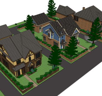 欧式别墅sketchup模型，别墅草图大师模型下载