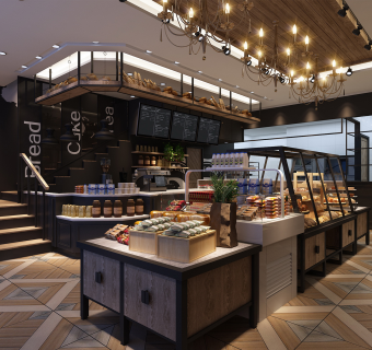 餐厅西饼店施工图，餐厅西饼店cad平面布置图