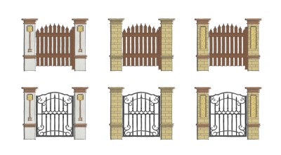 欧式入口大门su模型下载、入口大门草图大师模型下载