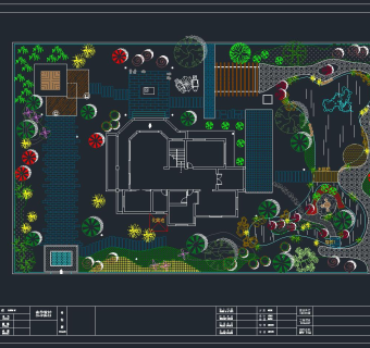 安徽独栋别墅庭院园林景观工程CAD施工图，CAD建筑图纸免费下载