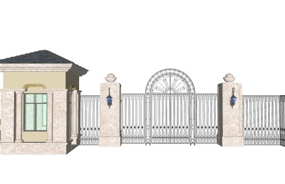 欧式草图大师大门su模型，sketchup入口大门skp模型下载